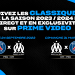 Prime Video dévoile les dates des deux prochains « Classiques » entre le Paris Saint-Germain et l’Olympique de Marseille L'attente est finie pour les fans de football. En effet, Prime Video a annoncé ce mercredi les dates des prochains « Classiques » entre le Paris Saint-Germain et l'Olympique de Marseille pour la saison 2023/24 de Ligue 1 Uber Eats. Ainsi, le match aller se déroulera le dimanche 24 septembre 2023 pour le compte de la 6e journée, tandis que le match retour aura lieu le dimanche 31 mars 2024 lors de la 27e journée. Les fans de football peuvent donc s’attendre à vivre des moments intenses entre ces deux grands clubs français, et ce grâce aux diffusions exclusives de Prime Video, qui proposera pas moins de 230 matchs de Ligue 1 Uber Eats lors de la prochaine saison.